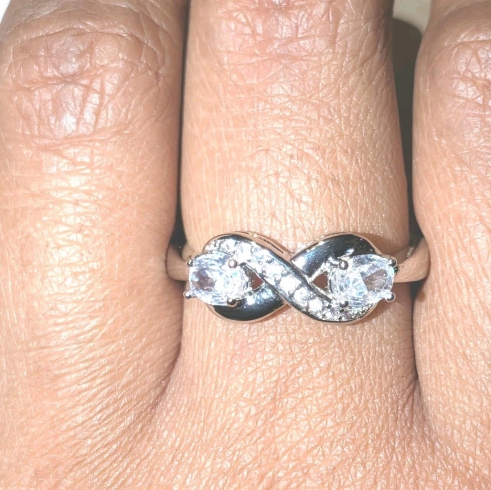3 Ct Unique Moissanite Two-Stone Women's 925 Silver Infinity Engagement Ring Sz9